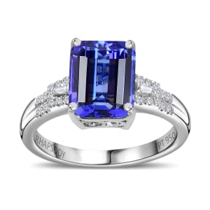 Rhapsody AAAA Tanzanite and E-F VS Diamond 4.10 ctw Statement Ring in 950 Platinum (Size 8.0) 5.90 Grams