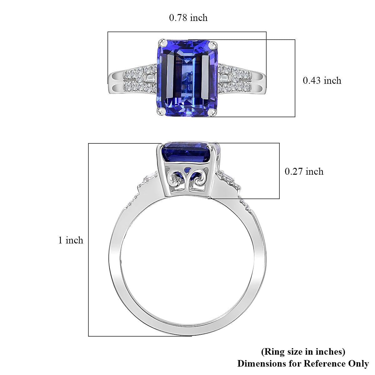 Rhapsody AAAA Tanzanite and E-F VS Diamond 4.10 ctw Statement Ring in 950 Platinum (Size 8.0) 5.90 Grams image number 5