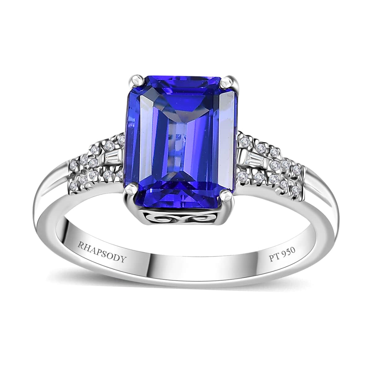 Rhapsody AAAA Tanzanite and E-F VS Diamond 4.10 ctw Statement Ring in 950 Platinum (Size 9.0) 5.90 Grams image number 0