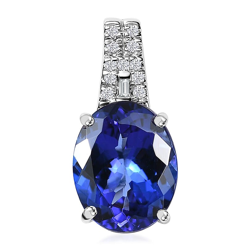 Rhapsody 950 Platinum AAAA Tanzanite and E-F VS Diamond Statement Pendant 3.90 ctw