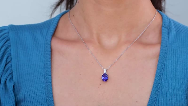 Rhapsody 950 Platinum AAAA Tanzanite and E-F VS Diamond Pendant 4.10 ctw (Del. in 10-12 Days)