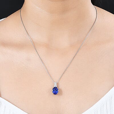Rhapsody 950 Platinum AAAA Tanzanite and E-F VS Diamond Statement Pendant 3.90 ctw