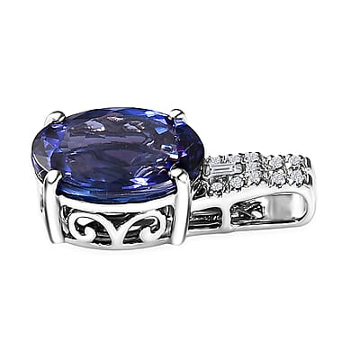 Rhapsody 950 Platinum AAAA Tanzanite and E-F VS Diamond Statement Pendant 3.90 ctw