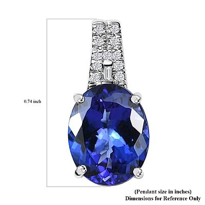 Rhapsody 950 Platinum AAAA Tanzanite and E-F VS Diamond Statement Pendant 3.90 ctw