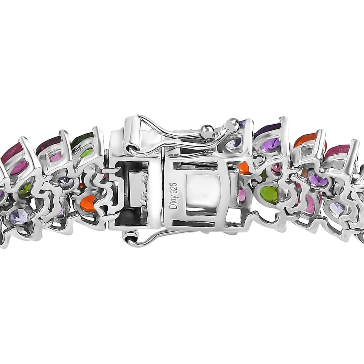 Multi Gemstone 3 Row Bracelet in Platinum Over Sterling Silver (8.00 In) 26.25 ctw image number 3