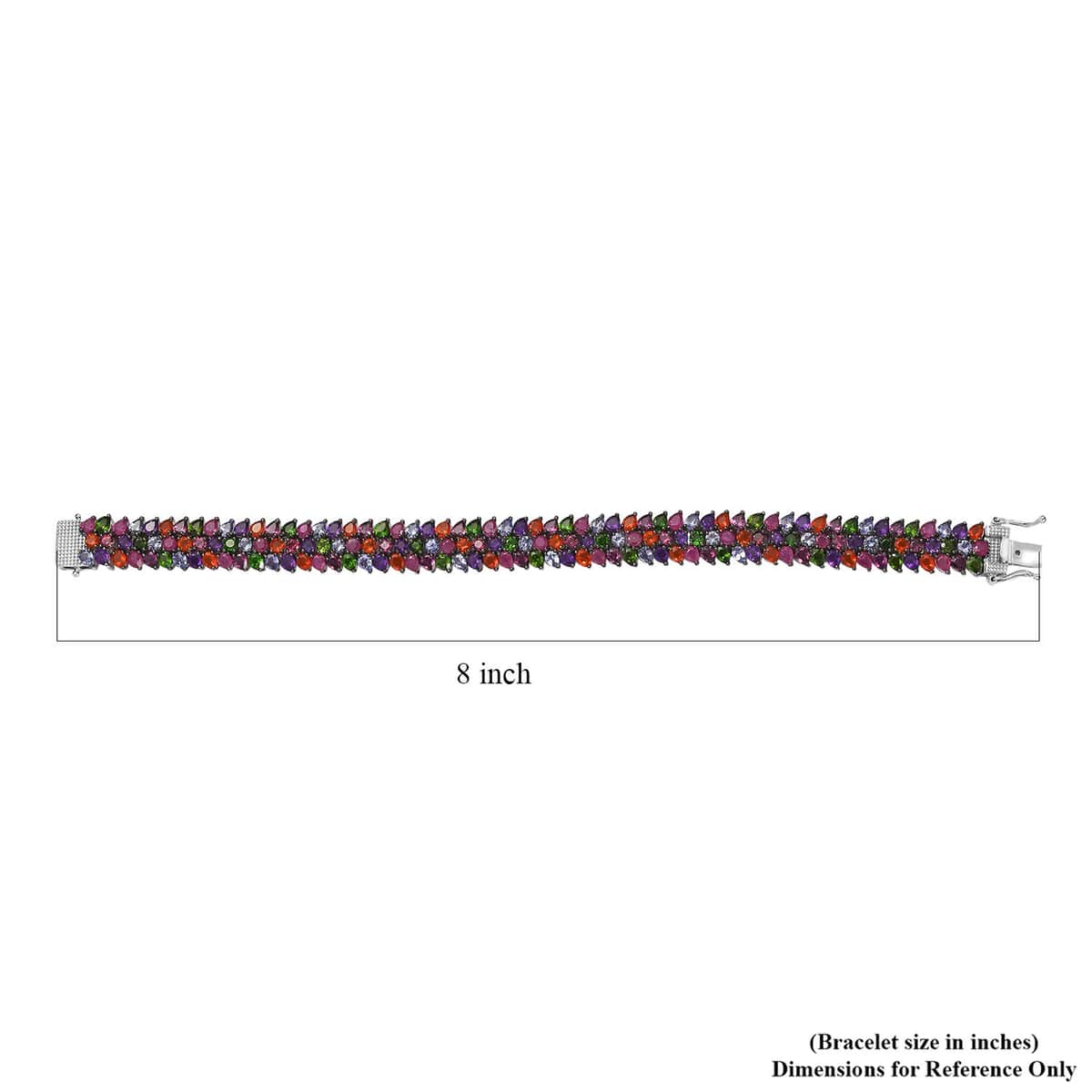 Multi Gemstone 3 Row Bracelet in Platinum Over Sterling Silver (8.00 In) 26.25 ctw image number 4