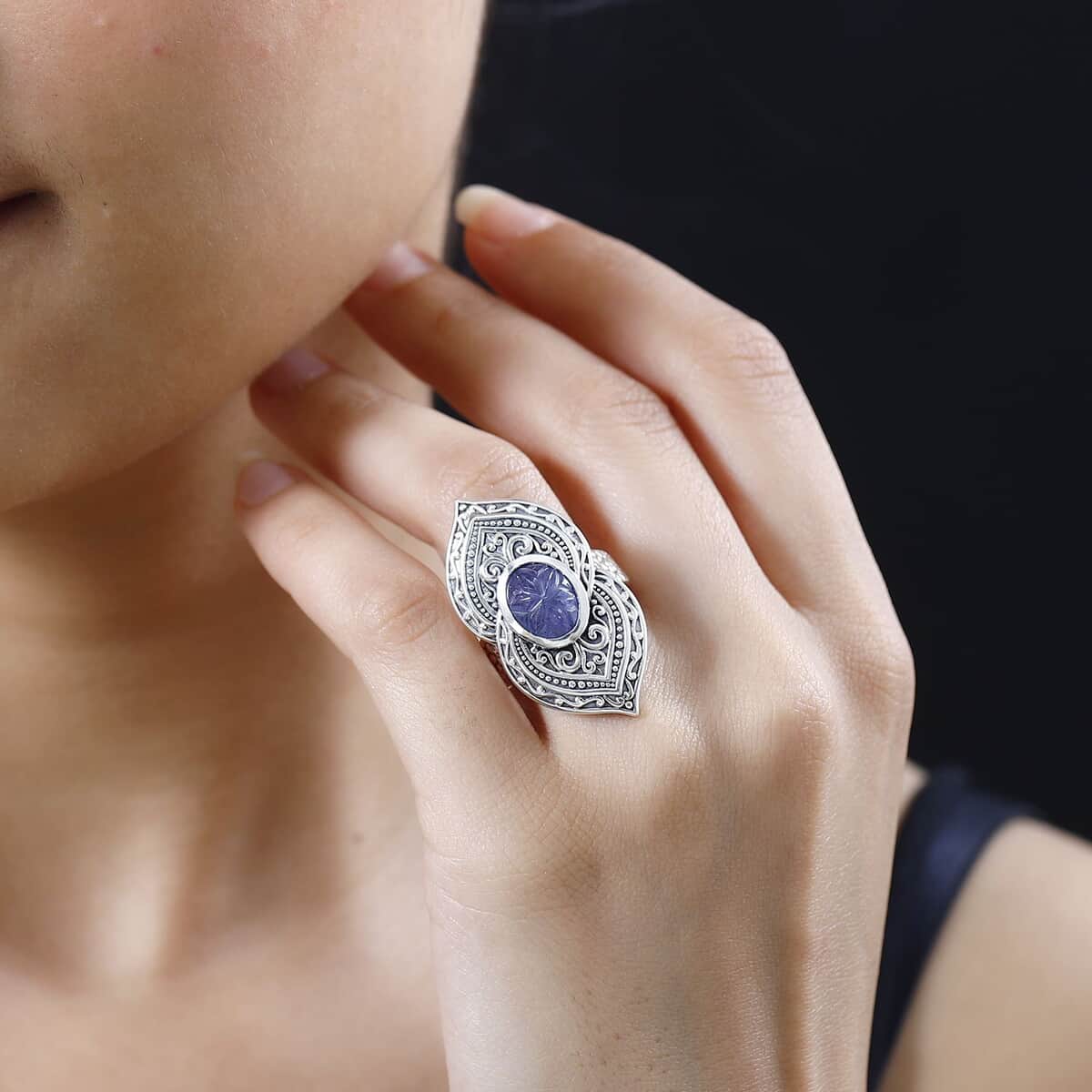 Artisan Crafted Tanzanite Ring in Sterling Silver (Size 10.0) 4.75 ctw image number 2