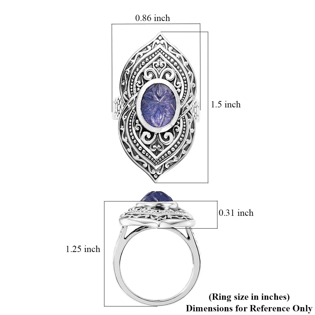 Artisan Crafted Tanzanite Ring in Sterling Silver (Size 10.0) 4.75 ctw image number 5