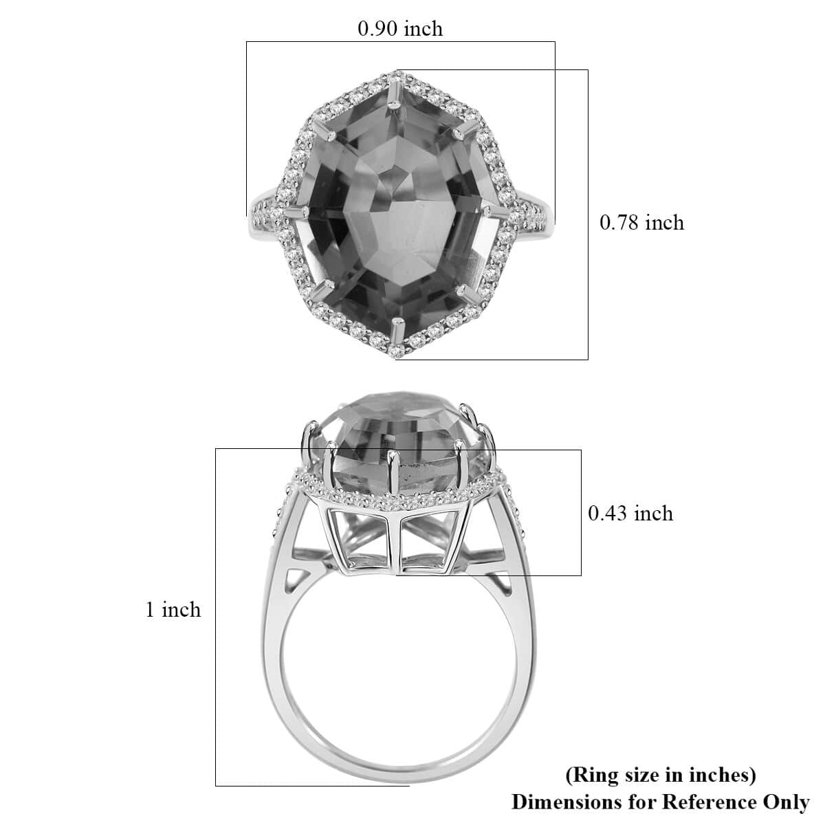 Fancy Cut Montezuma Prasiolite and White Zircon Halo Ring in Platinum Over Sterling Silver (Size 10.0) 10.50 ctw image number 4