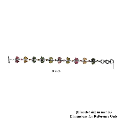 Indian Artistry Multi-Tourmaline Carved 16.40 ctw Butterfly Bracelet in Sterling Silver (6.50-8.0In)