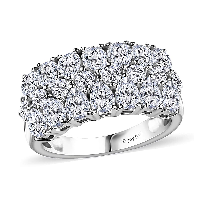 Moissanite Ring in Platinum Over Sterling Silver (Size 10.0) 2.65 ctw