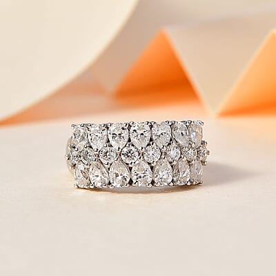 Moissanite Ring in Platinum Over Sterling Silver (Size 10.0) 2.65 ctw