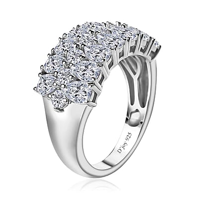 Moissanite Ring in Platinum Over Sterling Silver (Size 10.0) 2.65 ctw