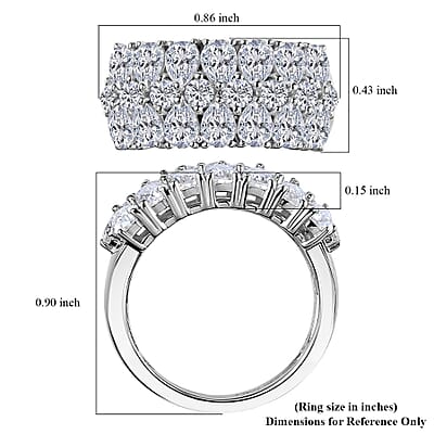Moissanite Ring in Platinum Over Sterling Silver (Size 10.0) 2.65 ctw