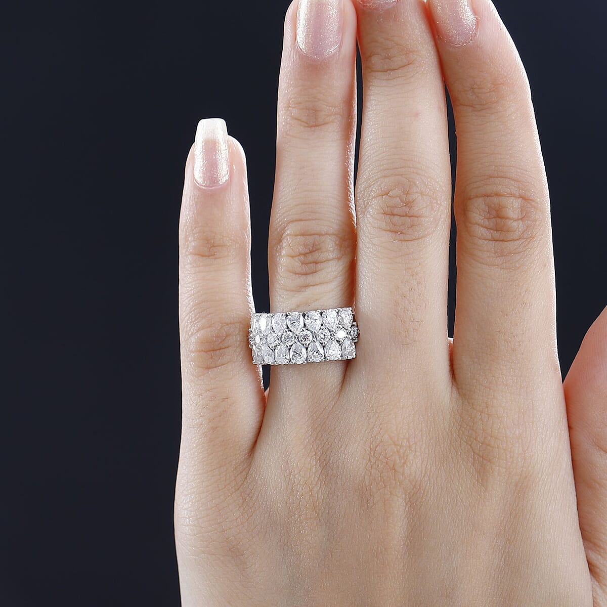 Moissanite Ring in Platinum Over Sterling Silver (Size 7.0) 2.65 ctw image number 2