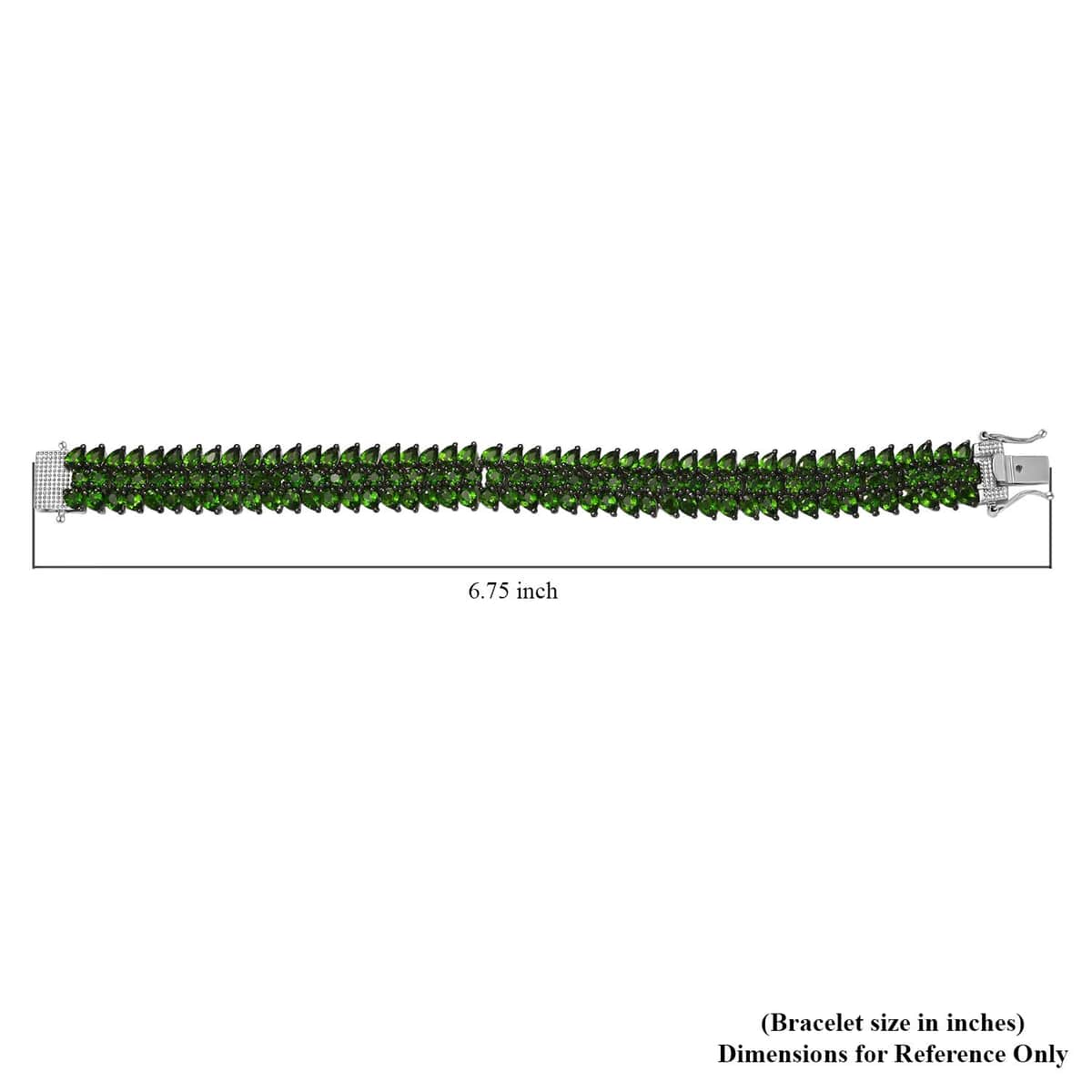 Chrome Diopside 3 Row Bracelet in Platinum Over Sterling Silver (6.50 In) 19.40 ctw image number 4