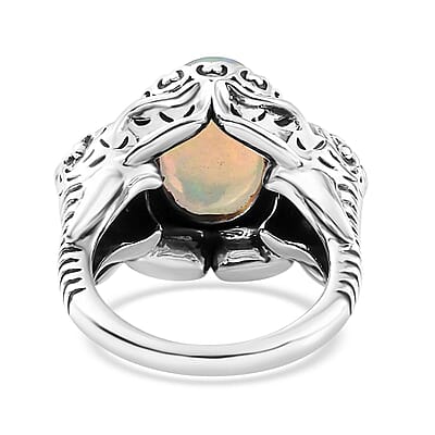 Indian Artistry Ethiopian Welo Opal 4.20 ctw Elephant Ring in Sterling Silver (Size 10.0)