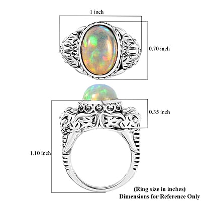 Indian Artistry Ethiopian Welo Opal 4.20 ctw Elephant Ring in Sterling Silver (Size 10.0)