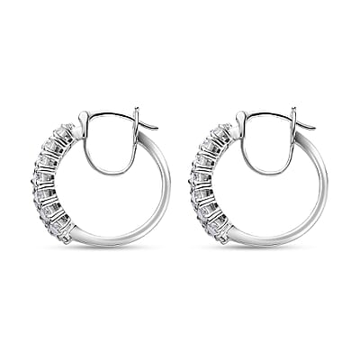 Moissanite Hoop Earrings in Platinum Over Sterling Silver 5.20 ctw
