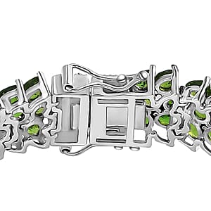 Chrome Diopside Crown Prestige 3 Row Bracelet in Platinum Over Sterling Silver (7.25 In) 22.00 ctw