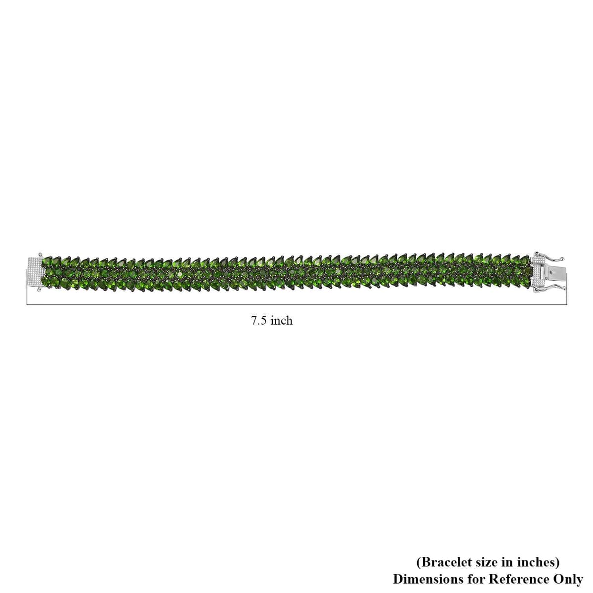 Chrome Diopside 3 Row Bracelet in Platinum Over Sterling Silver (7.25 In) 22.00 ctw image number 4