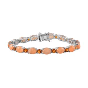 Peach Moonstone and Santa Ana Madeira Citrine Bracelet in Platinum Over Sterling Silver (7.25 In) 20.90 ctw