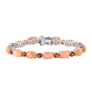 Peach Moonstone and Santa Ana Madeira Citrine Bracelet in Platinum Over Sterling Silver (6.50 In) 19.20 ctw