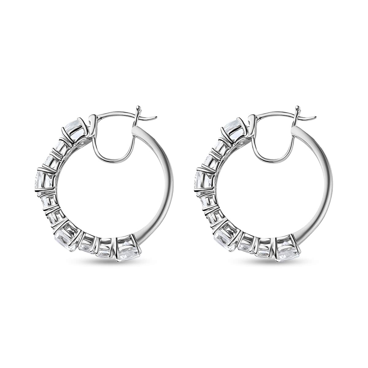 TLV White Topaz Hoop EarringS in Platinum Over Sterling Silver 12.00 ctw image number 3