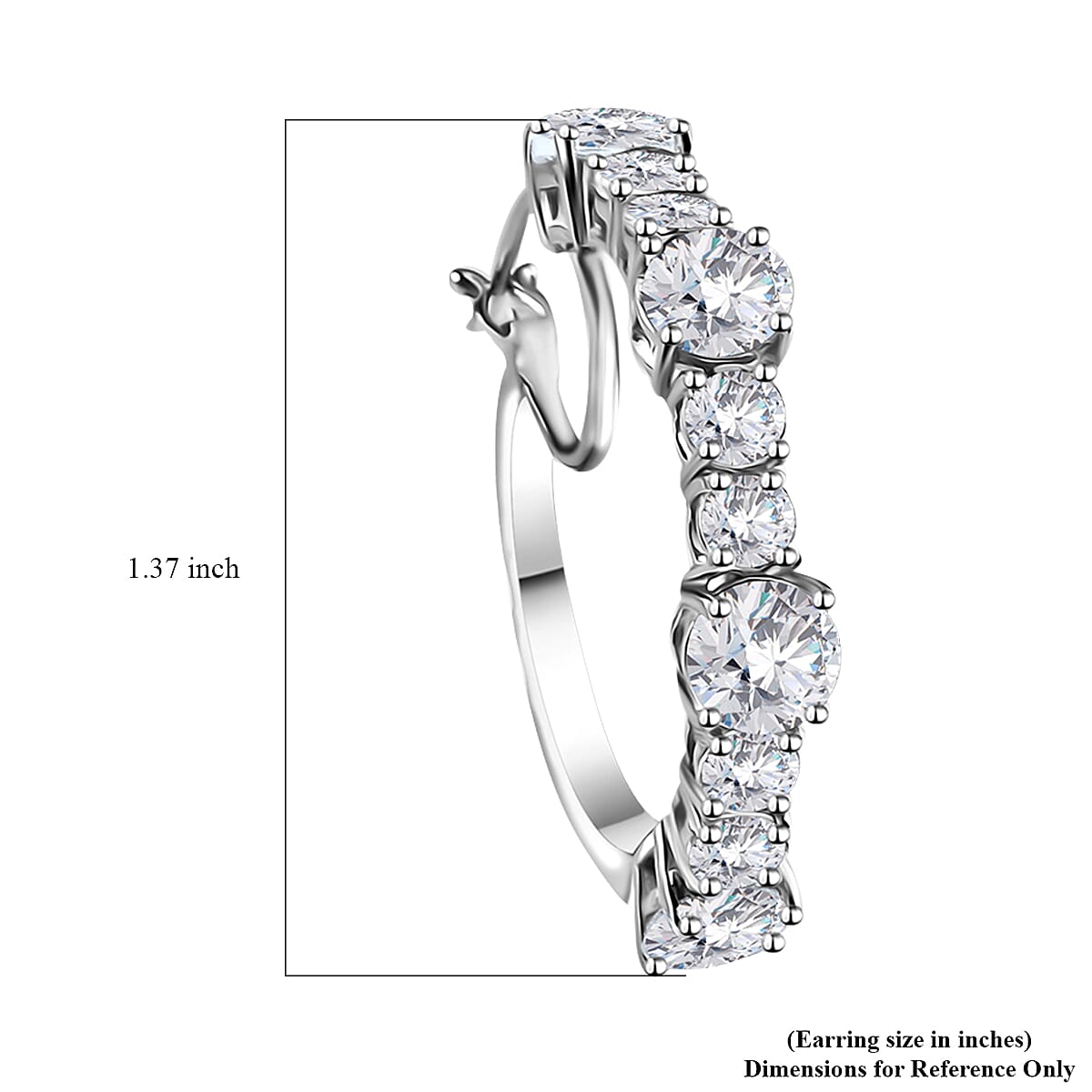 White Topaz Hoop Earrings in Platinum Over Sterling Silver 12.00 ctw