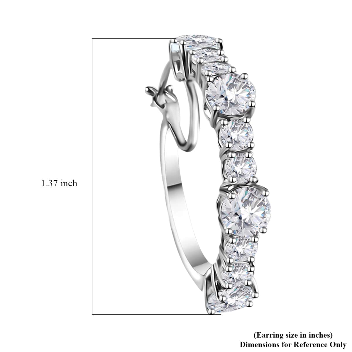 TLV White Topaz Hoop EarringS in Platinum Over Sterling Silver 12.00 ctw image number 4