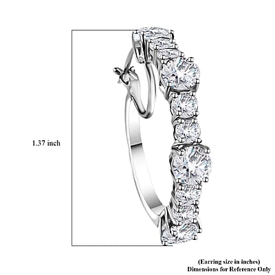 White Topaz Hoop Earrings in Platinum Over Sterling Silver 12.00 ctw