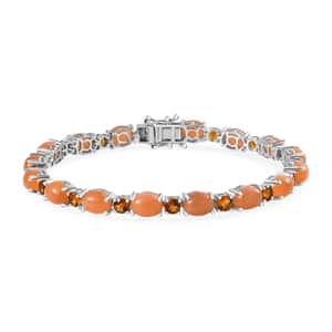 Peach Moonstone and Santa Ana Madeira Citrine Bracelet in Platinum Over Sterling Silver (8.00 In) 23.65 ctw