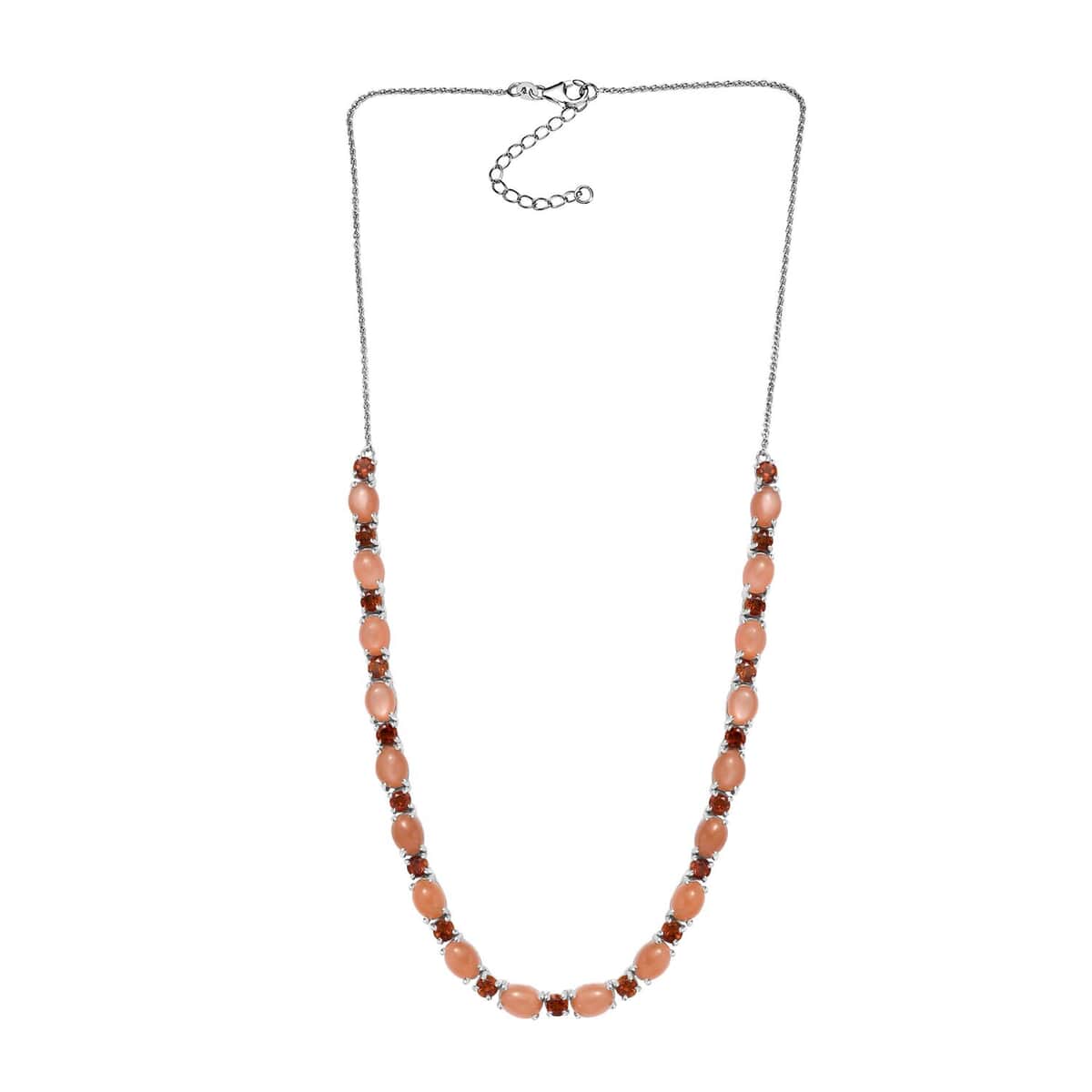 Peach Moonstone and Santa Ana Madeira Citrine Necklace 18-20 Inches in Platinum Over Sterling Silver 29.40 ctw image number 3