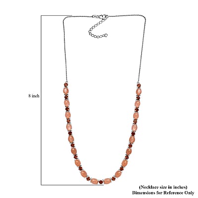 D'Joy Peach Moonstone and Santa Ana Madeira Citrine Necklace 18-20 Inches in Platinum Over Sterling Silver 29.40 ctw