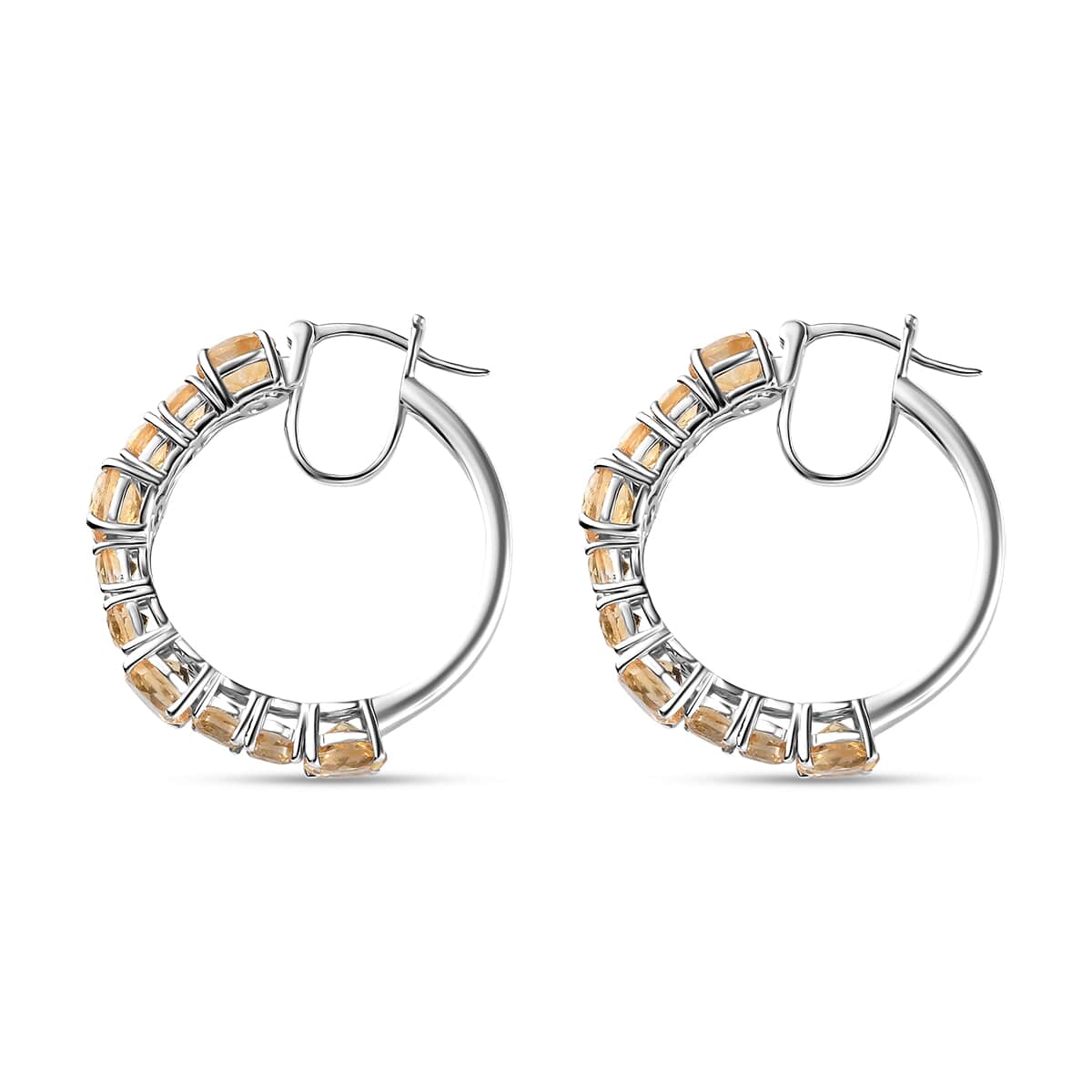 Brazilian Citrine Hoop Earrings in Platinum Over Sterling Silver 8.65 ctw image number 3