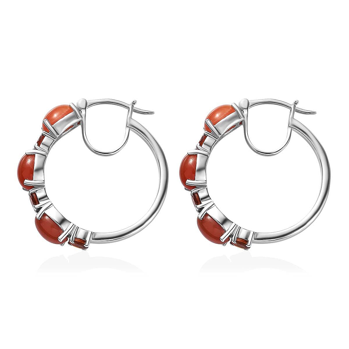 Peach Moonstone and Santa Ana Madeira Citrine Hoop Earrings in Platinum Over Sterling Silver 9.60 ctw