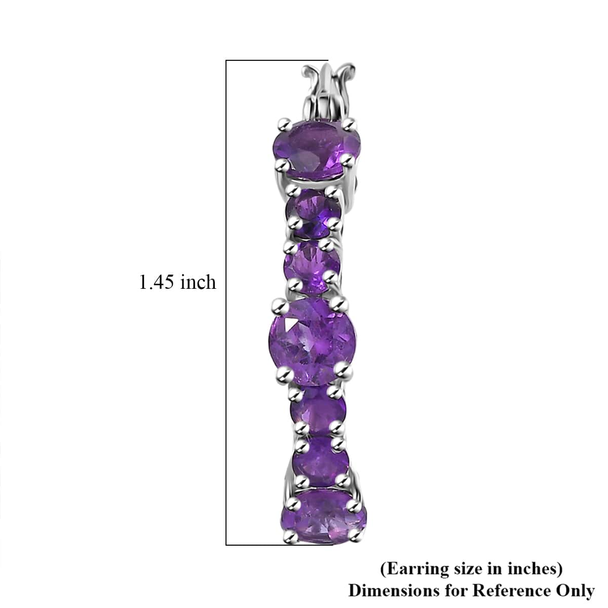 African Amethyst Hoop Earrings in Platinum Over Sterling Silver 8.60 ctw image number 4