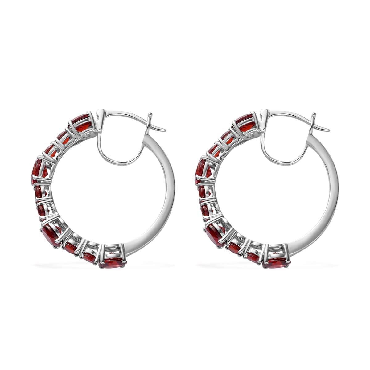 Mozambique Garnet Hoop Earrings in Platinum Over Sterling Silver 11.90 ctw image number 3