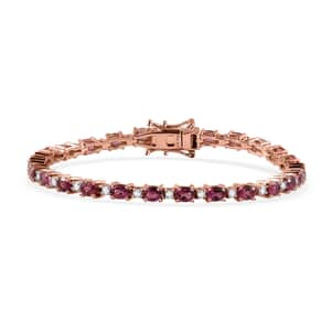 Premium Ouro Fino Rubellite and Moissanite Bracelet in Vermeil Rose Gold Over Sterling Silver (6.50 In) 5.20 ctw