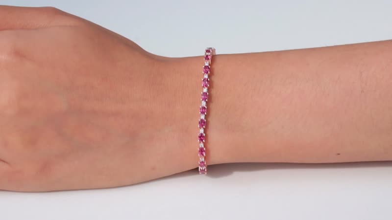 Premium Ouro Fino Rubellite and Moissanite Bracelet in Vermeil Rose Gold Over Sterling Silver (6.50 In) 5.20 ctw