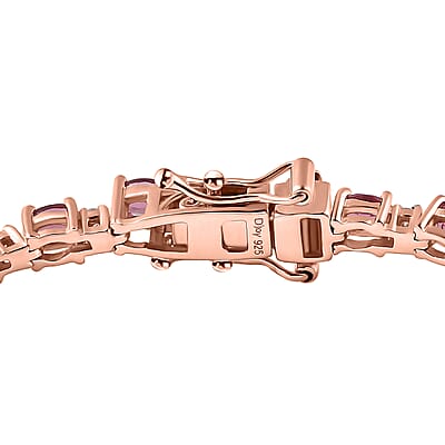 D'Joy Premium Ouro Fino Rubellite and Moissanite Bracelet in Vermeil Rose Gold Over Sterling Silver (6.50 In) 5.20 ctw