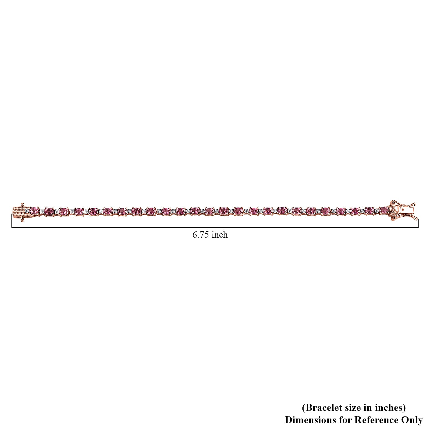 D'Joy Premium Ouro Fino Rubellite and Moissanite Bracelet in Vermeil Rose Gold Over Sterling Silver (6.50 In) 5.20 ctw
