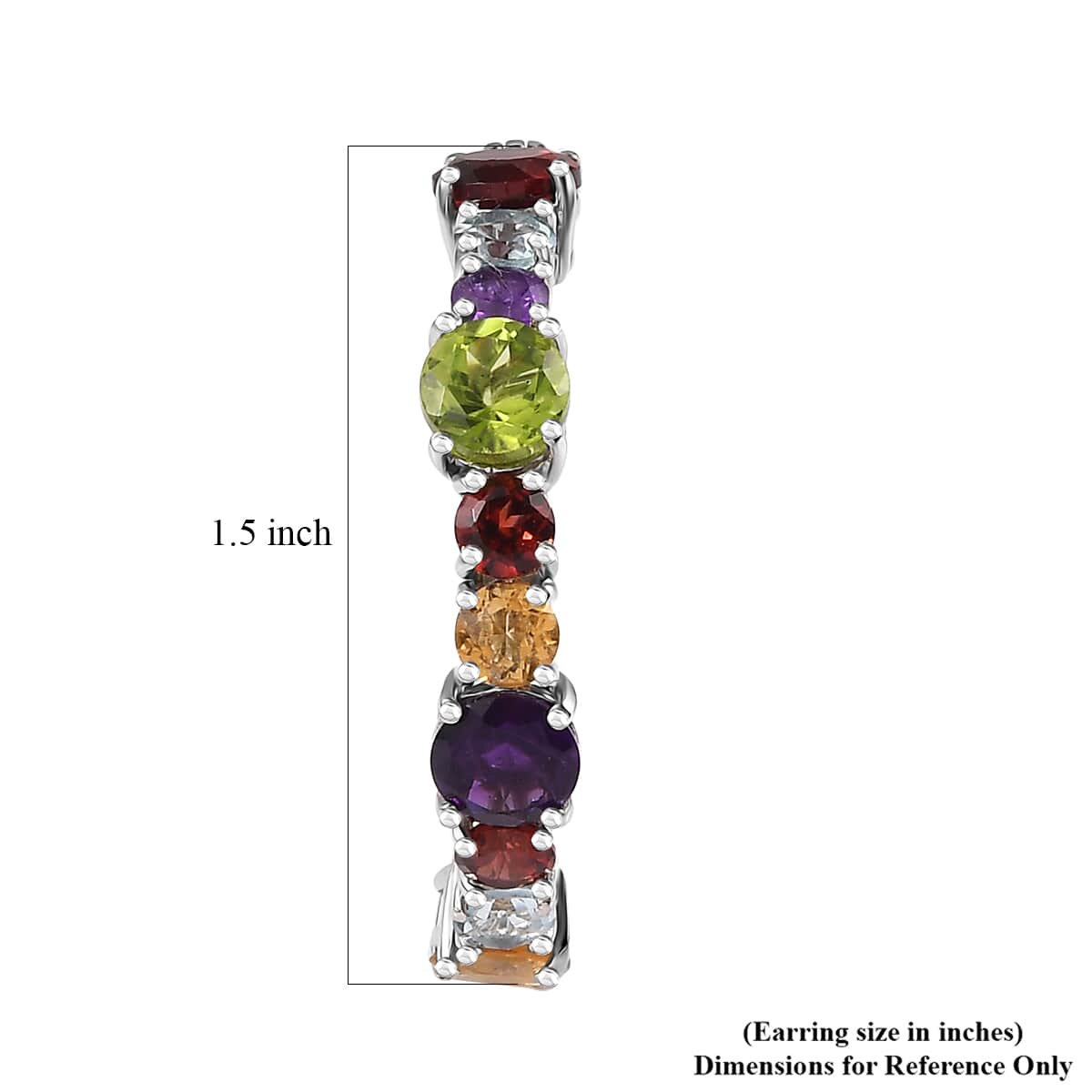 Multi Gemstone Hoop Earrings in Platinum Over Sterling Silver 10.00 ctw image number 4