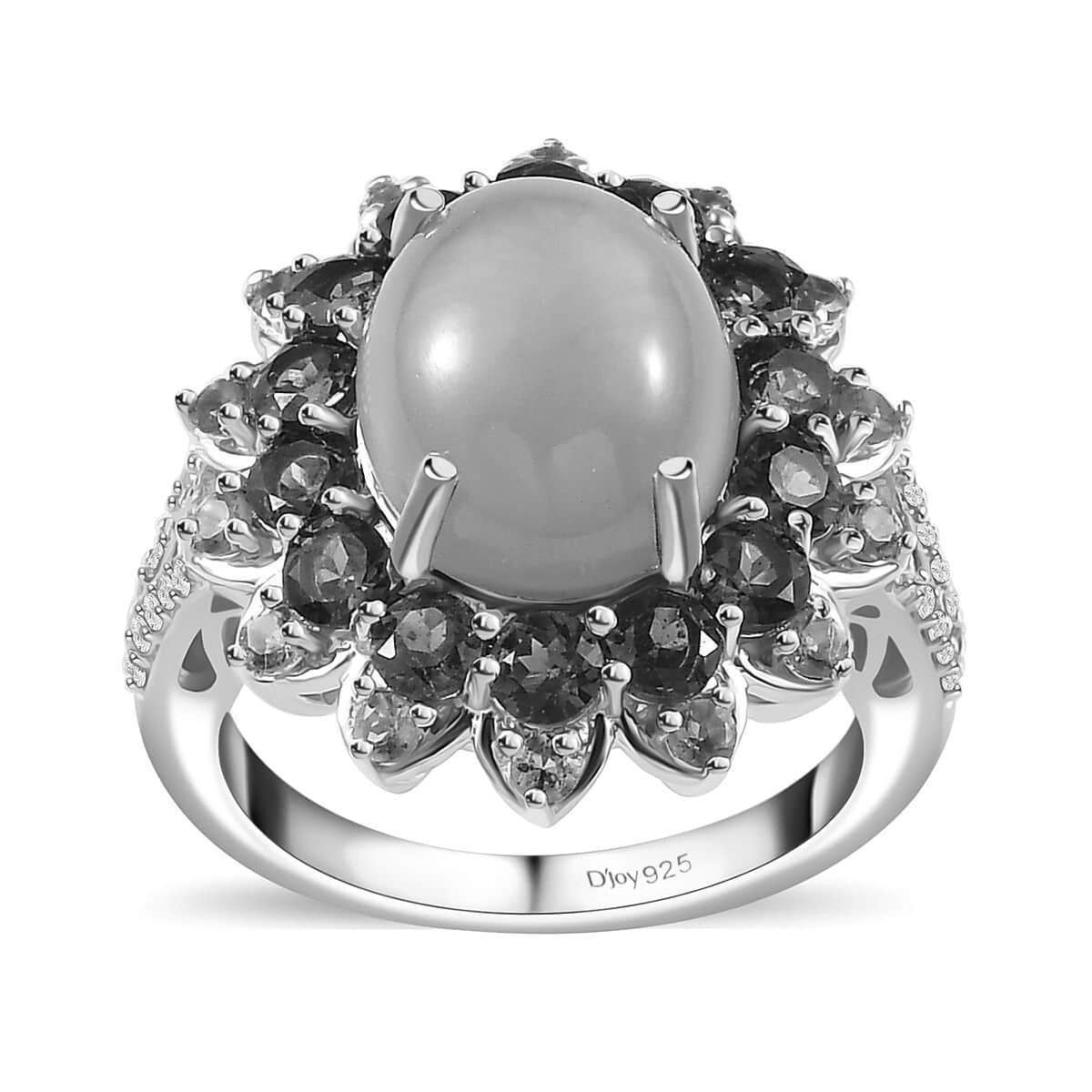 Peach Moonstone and Multi Gemstone Sunburst Ring in Platinum Over Sterling Silver (Size 6.0) 8.10 ctw image number 0