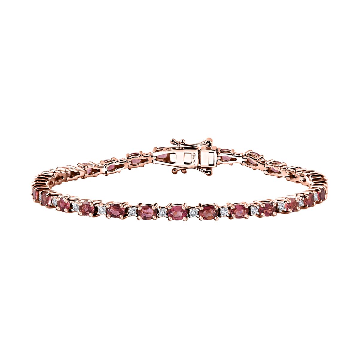 Premium Ouro Fino Rubellite and Moissanite Bracelet in Vermeil Rose Gold Over Sterling Silver (7.25 In) 5.80 ctw image number 0