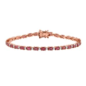 Premium Ouro Fino Rubellite and Moissanite Bracelet in Vermeil Rose Gold Over Sterling Silver (8.00 In) 6.40 ctw