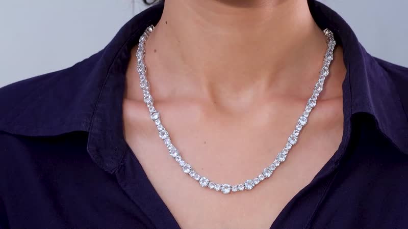 TLV White Topaz Necklace (18 Inches) in Platinum Over Sterling Silver 49.75 ctw