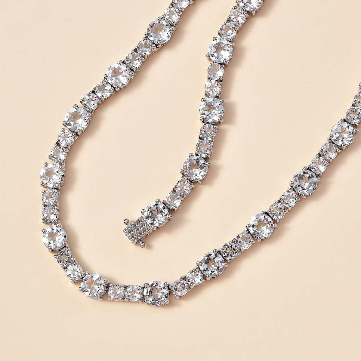 TLV White Topaz Necklace (18 Inches) in Platinum Over Sterling Silver 49.75 ctw image number 1