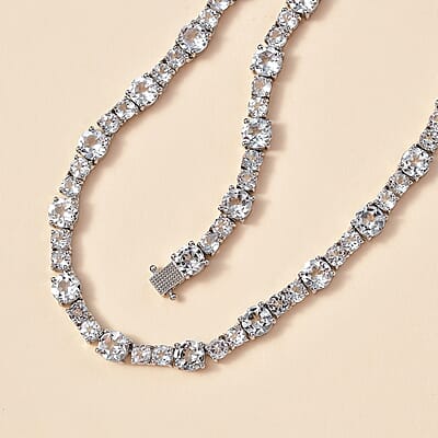 White Topaz Necklace 18 Inches in Platinum Over Sterling Silver 49.75 ctw