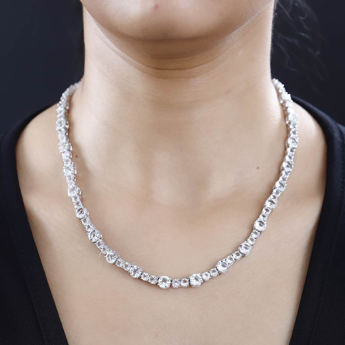 White Topaz Necklace 18 Inches in Platinum Over Sterling Silver 49.75 ctw image number 2